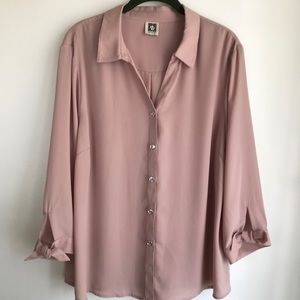 Anne Klein Long Sleeve Pink Blouse